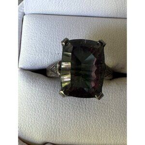 Vintage Topaz Ring With Intricate Silver Filigree Setting 7.36g Size 9